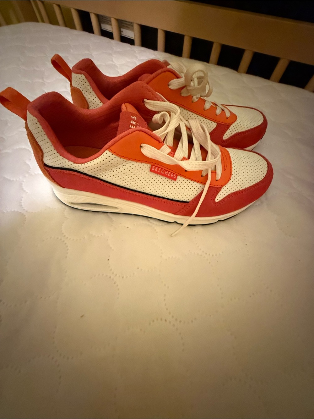 Skechers Kids White & Orange Athletic Sneakers